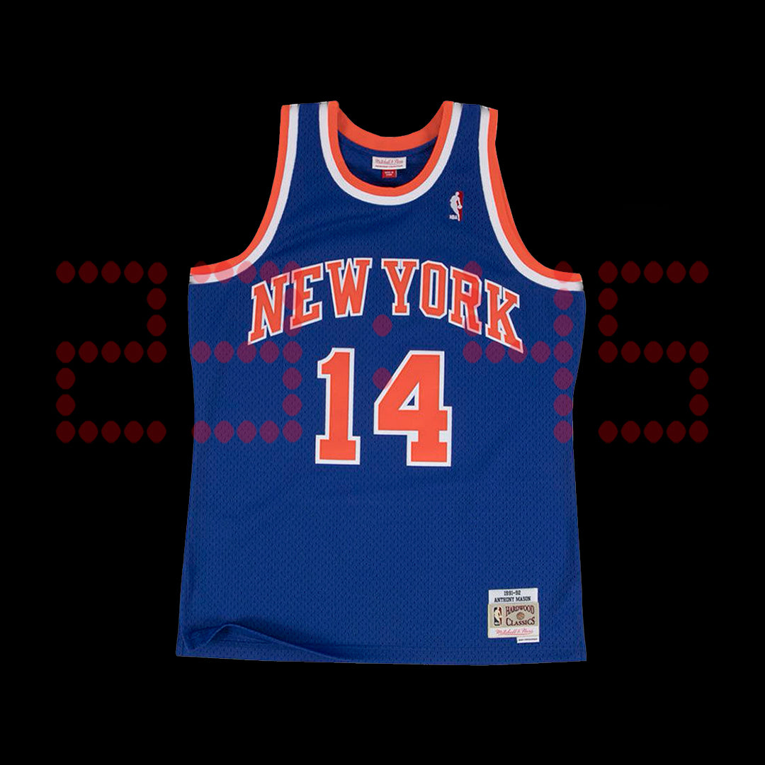 Mitchell & Ness NBA Swingman Knicks 91' Anthony Mason Road Jersey, SMJYGS18187-NYKROYA91AMS