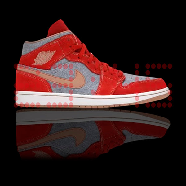 AIR JORDAN 1 MID DENIM RED SUEDE